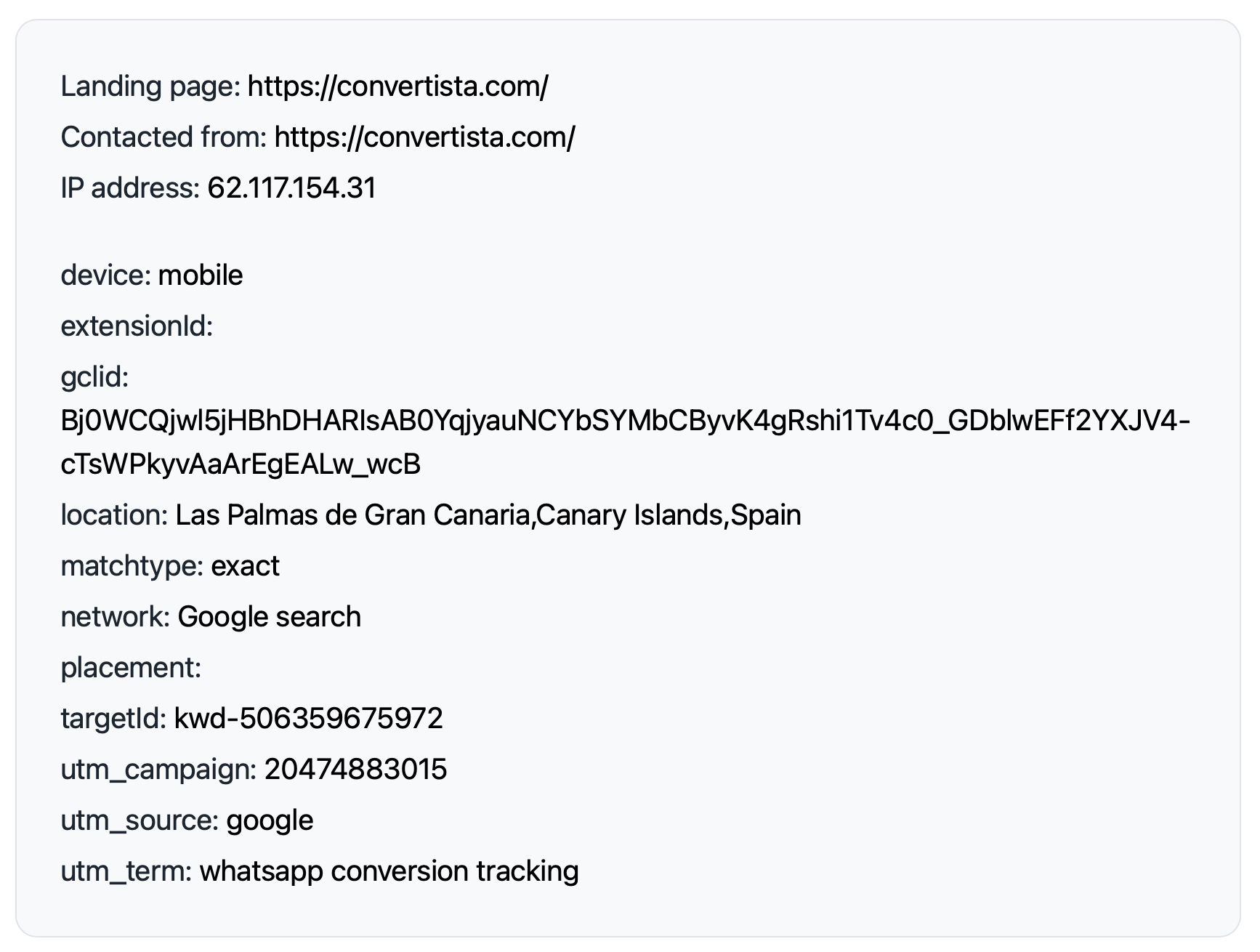 WhatsApp conversion tracking